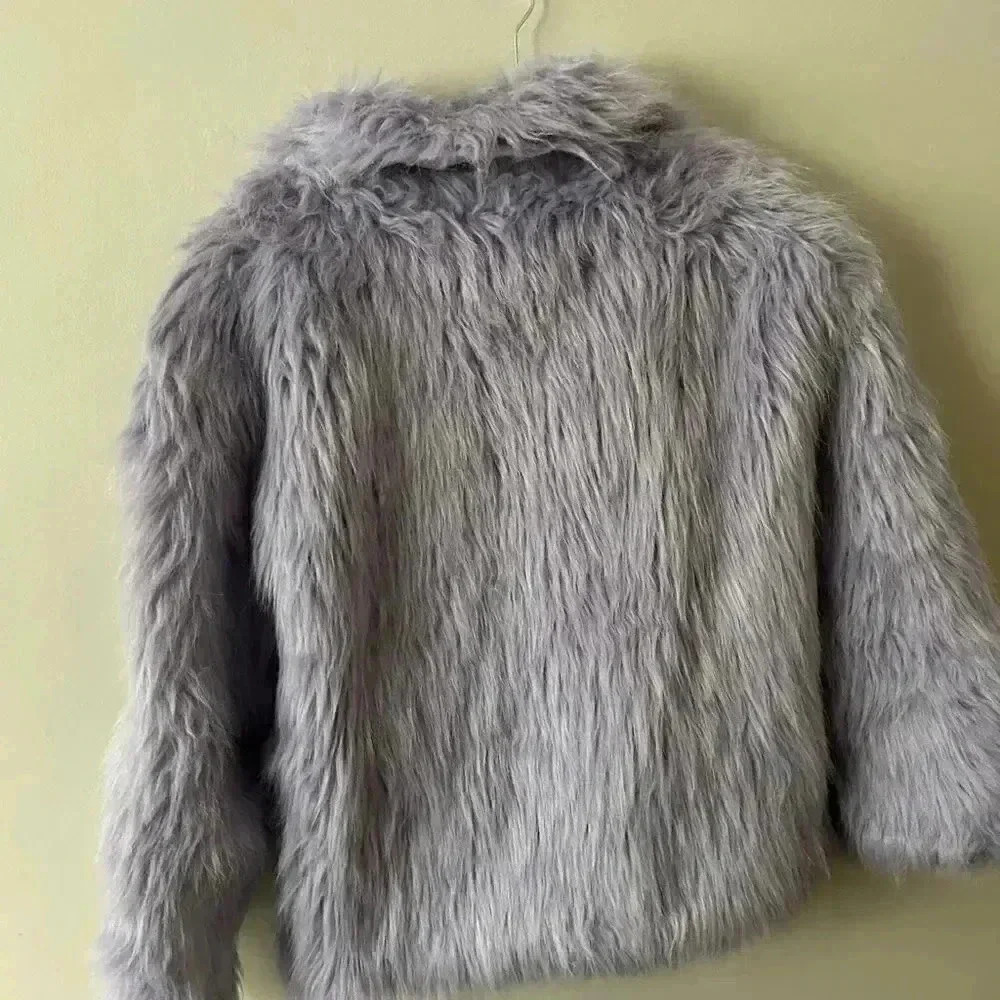 Maje Rapri faux fur lilac jacket  small - Picture 8 of 10